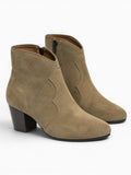 Amara Shoes Side Zip Pointed Toe Ankle Boot Chunky Heel