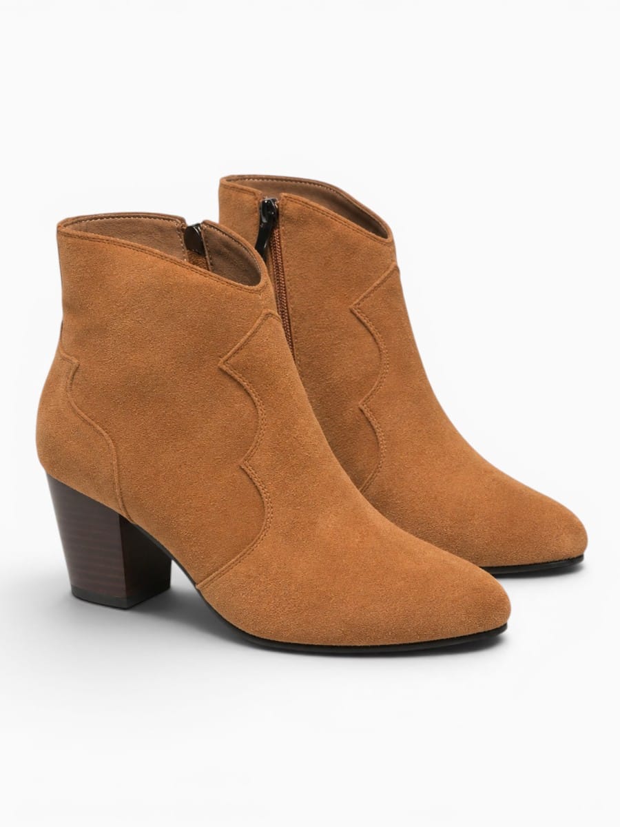 Amara Shoes Side Zip Pointed Toe Ankle Boot Chunky Heel