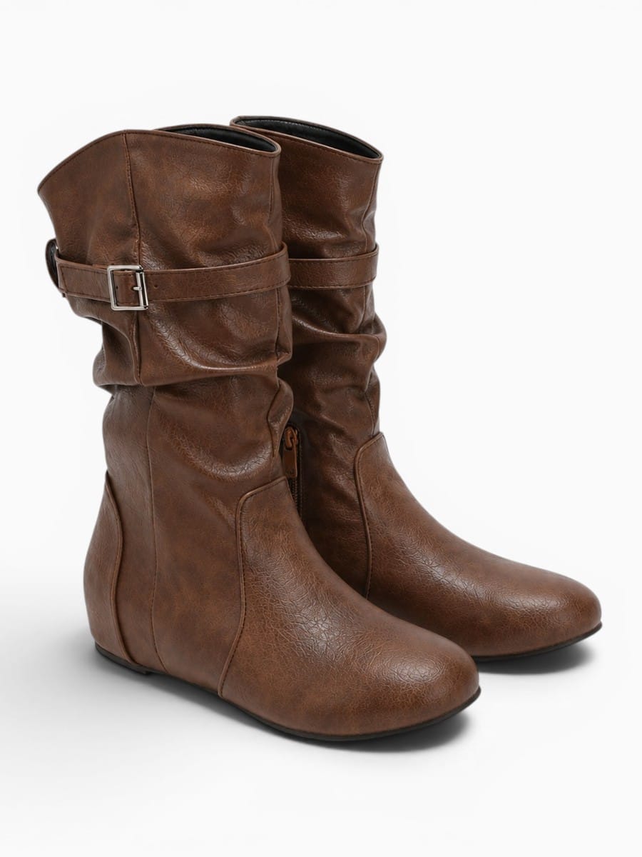 Amara Shoes Slouch Buckle Mid Calf Boots