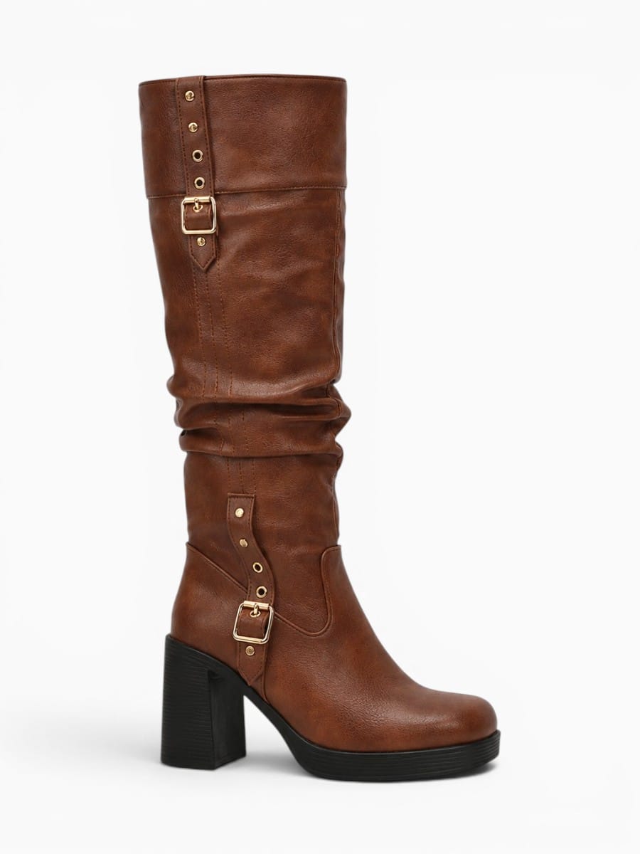 Amara Shoes Slouch Knee High Heeled Boots