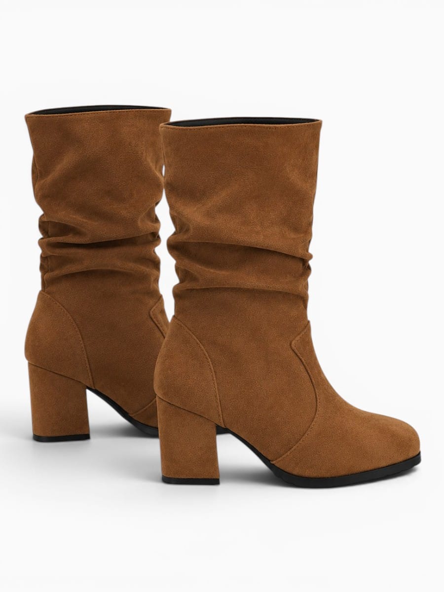 Amara Shoes Slouchy Mid Calf Heeled Boots