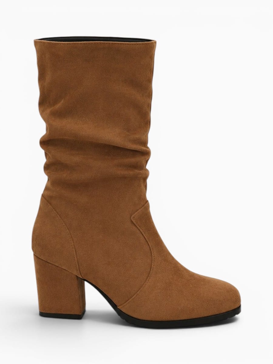 Amara Shoes Slouchy Mid Calf Heeled Boots