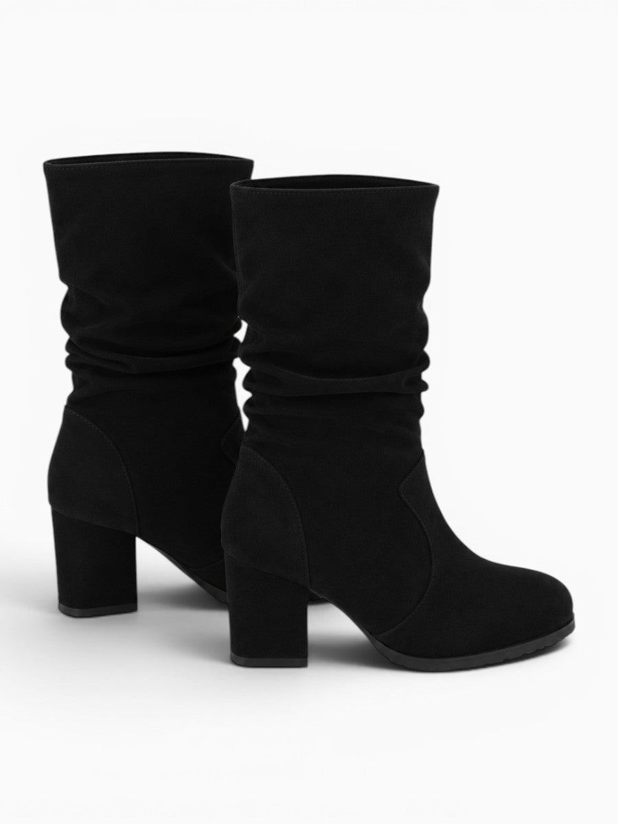 Amara Shoes Slouchy Mid Calf Heeled Boots