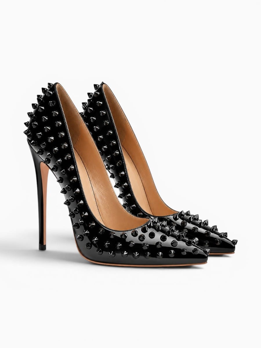 Amara Shoes Spiked Studded Pointed Toe Stiletto Heels