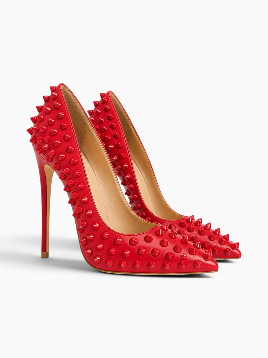 Amara Shoes Spiked Studded Pointed Toe Stiletto Heels