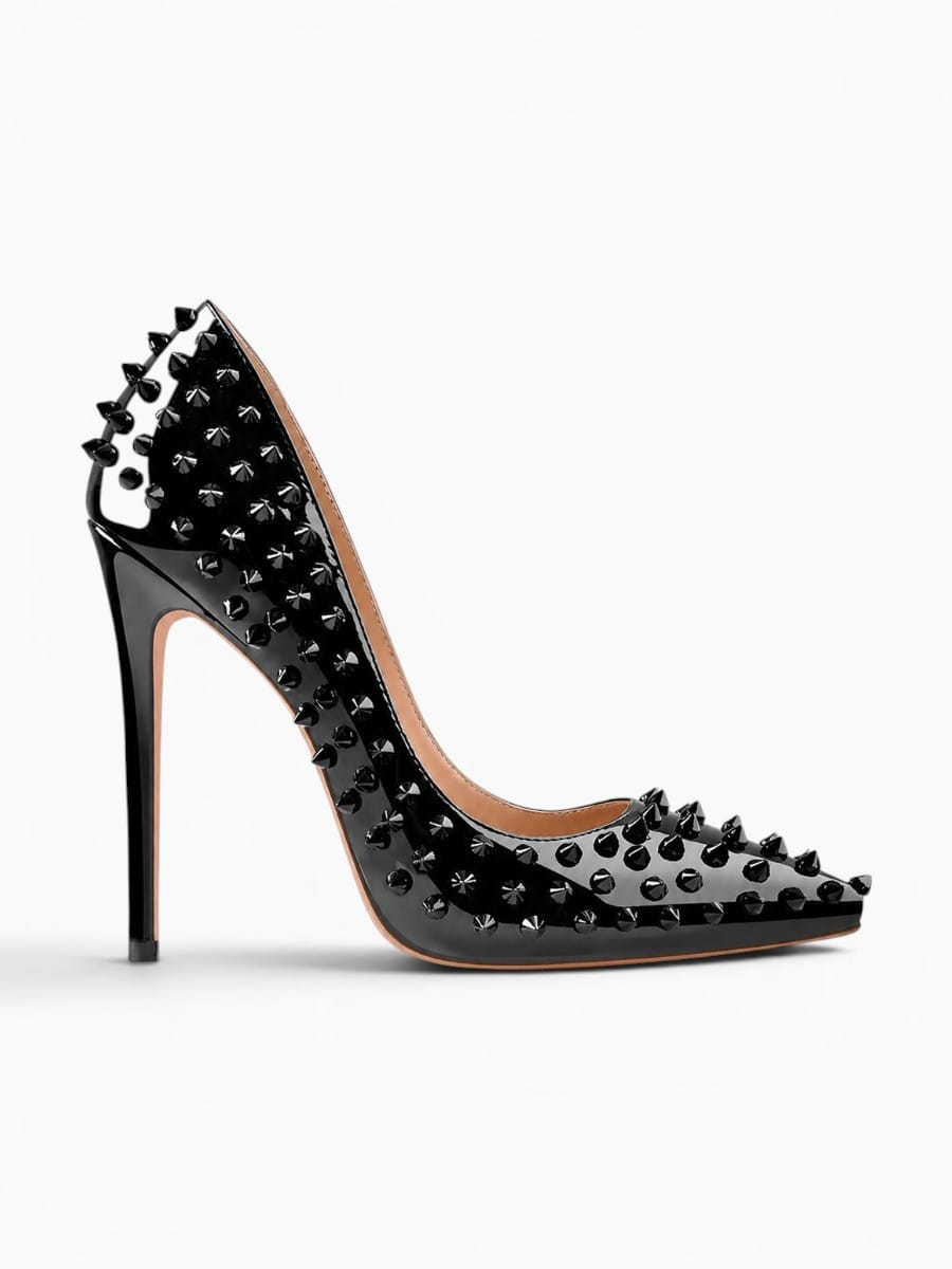 Amara Shoes Spiked Studded Pointed Toe Stiletto Heels