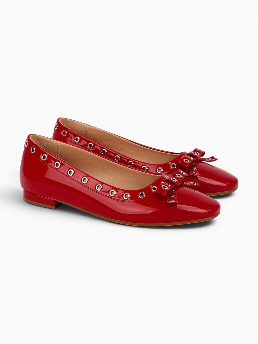 Amara Shoes Square Toe Bow Ballet Flats