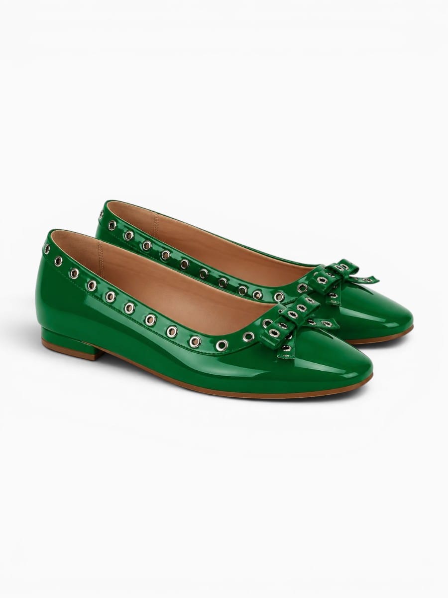 Amara Shoes Square Toe Bow Ballet Flats