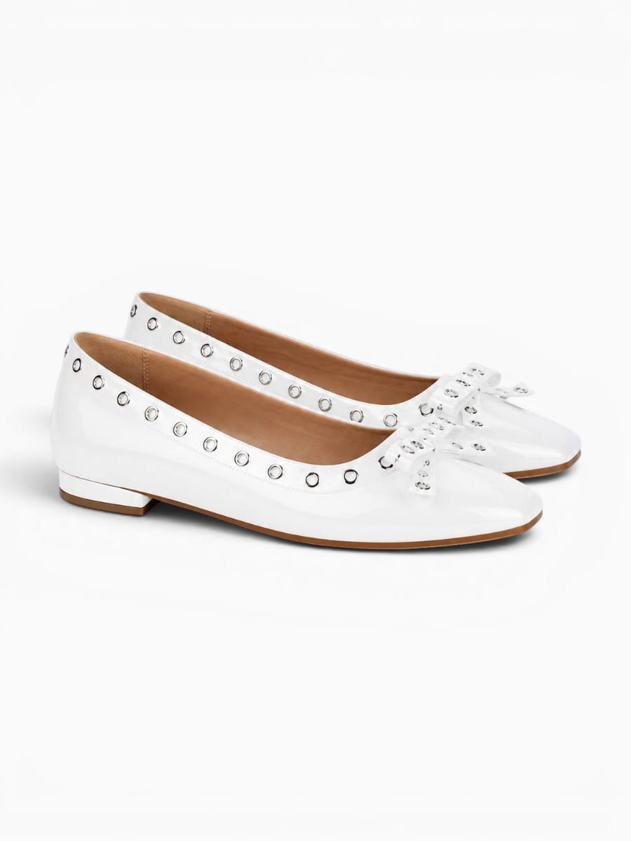 Amara Shoes Square Toe Bow Ballet Flats