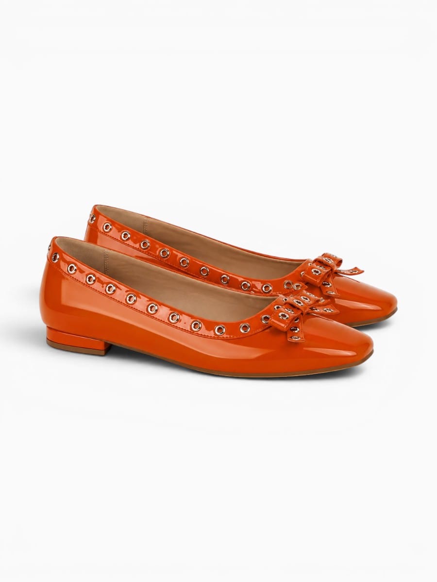 Amara Shoes Square Toe Bow Ballet Flats
