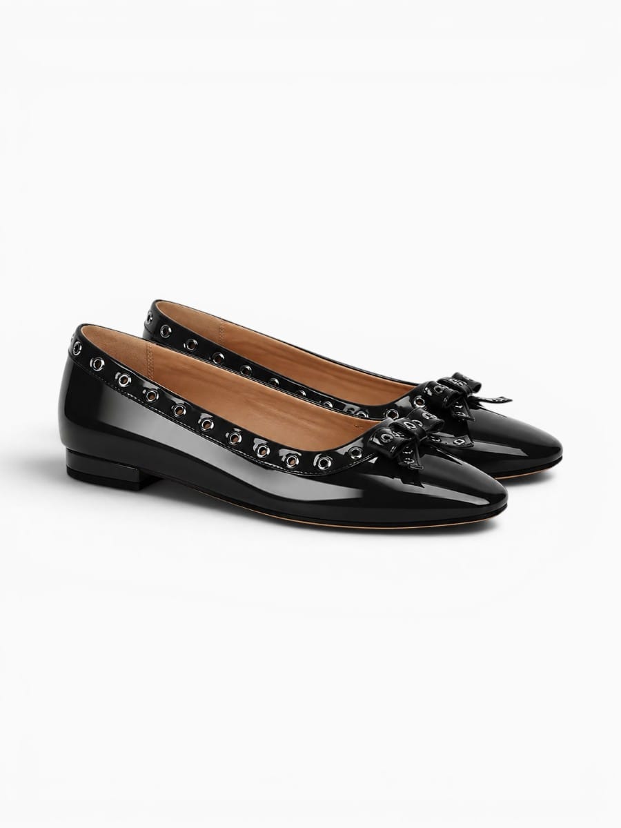 Amara Shoes Square Toe Bow Ballet Flats