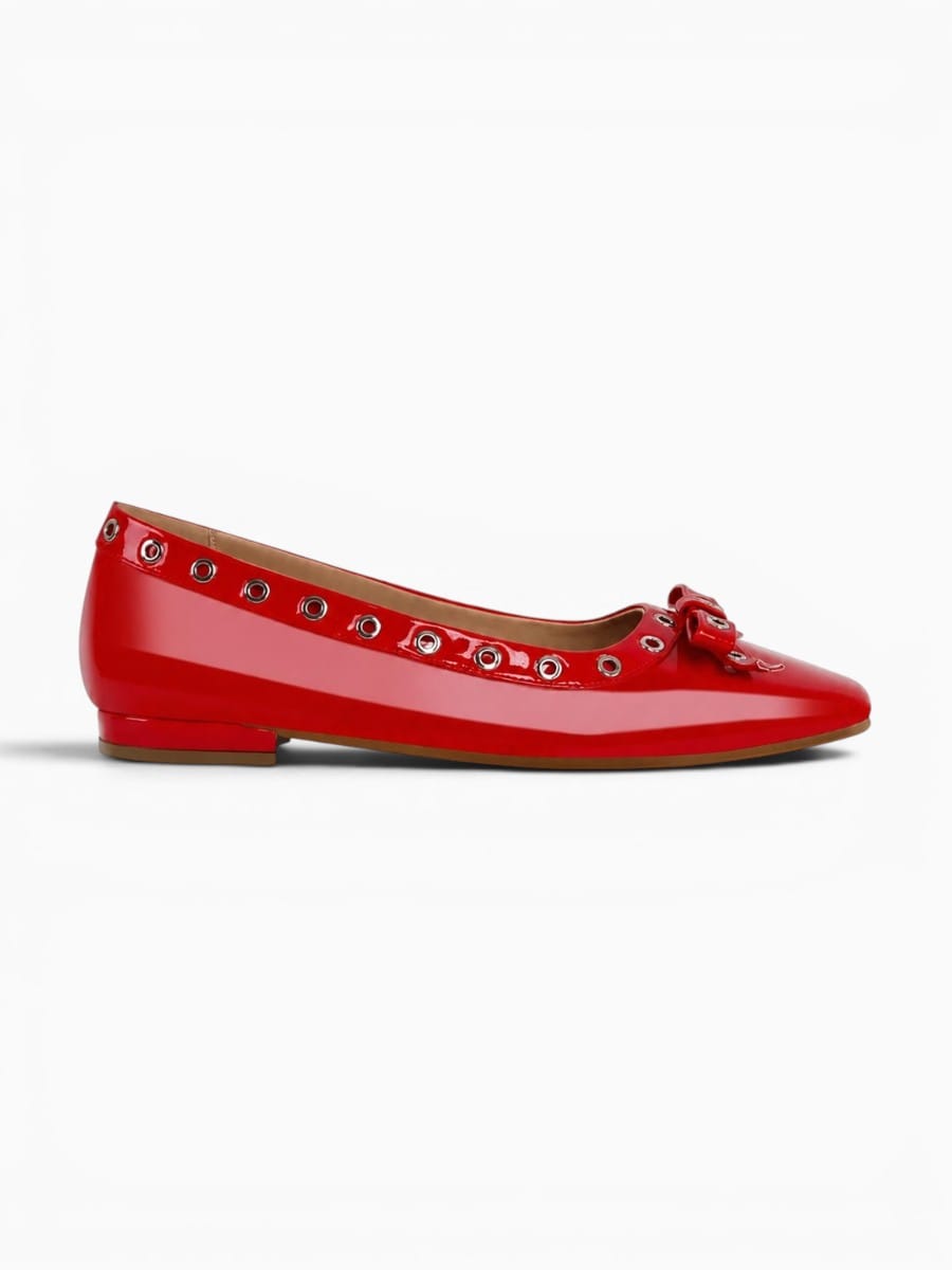 Amara Shoes Square Toe Bow Ballet Flats