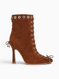 Amara Shoes Square Toe Lace Up Ankle Boots Stiletto Heel Women