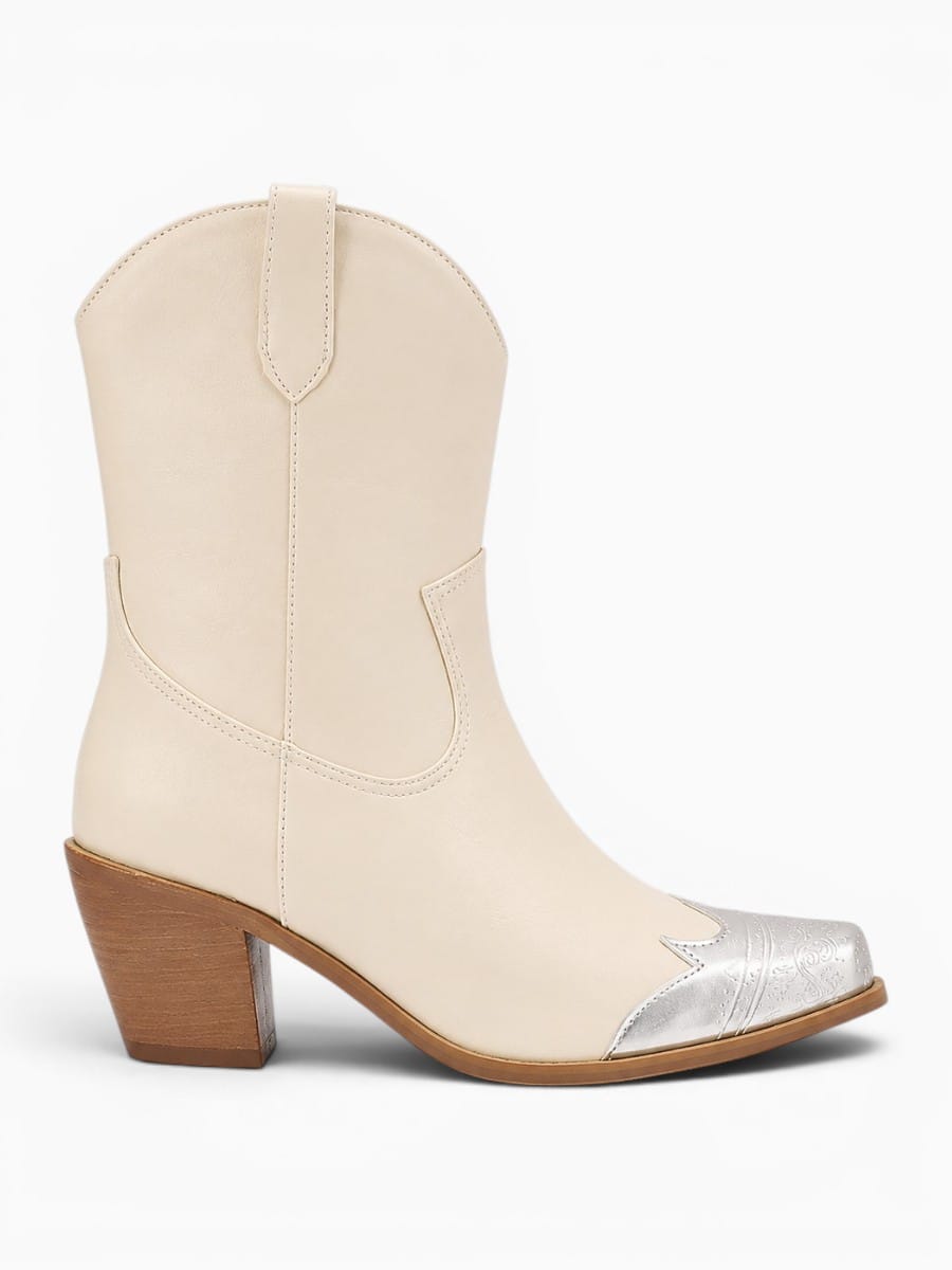 Amara Shoes Square Toe Western Style Heel Ankle Boots