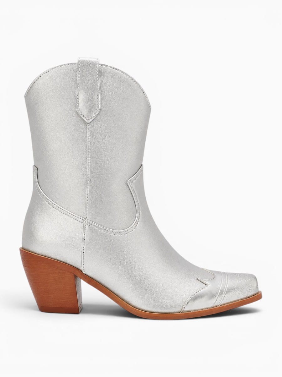 Amara Shoes Square Toe Western Style Heel Ankle Boots
