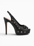 Amara Shoes Star Studded Platform Peep Toe Slingback Heels