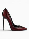 Amara Shoes Striped Mesh Stiletto Pumps