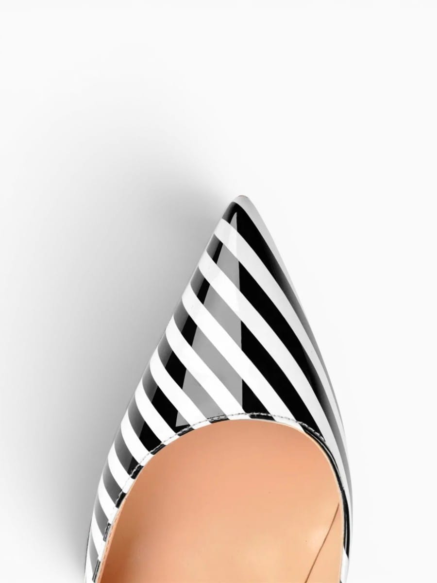 Amara Shoes Striped Pointed Toe Stiletto Heels