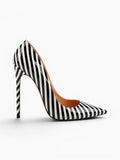 Amara Shoes Striped Pointed Toe Stiletto Heels