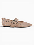 Amara Shoes Studded Buckle Mary Jane Flats