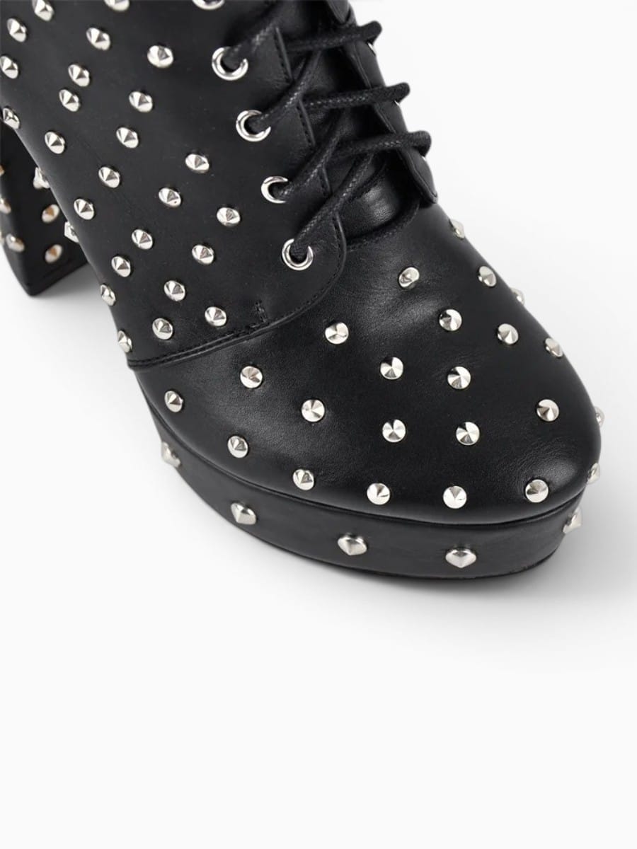 Amara Shoes Studded Platform Ankle Boots Chunky High Heel Women