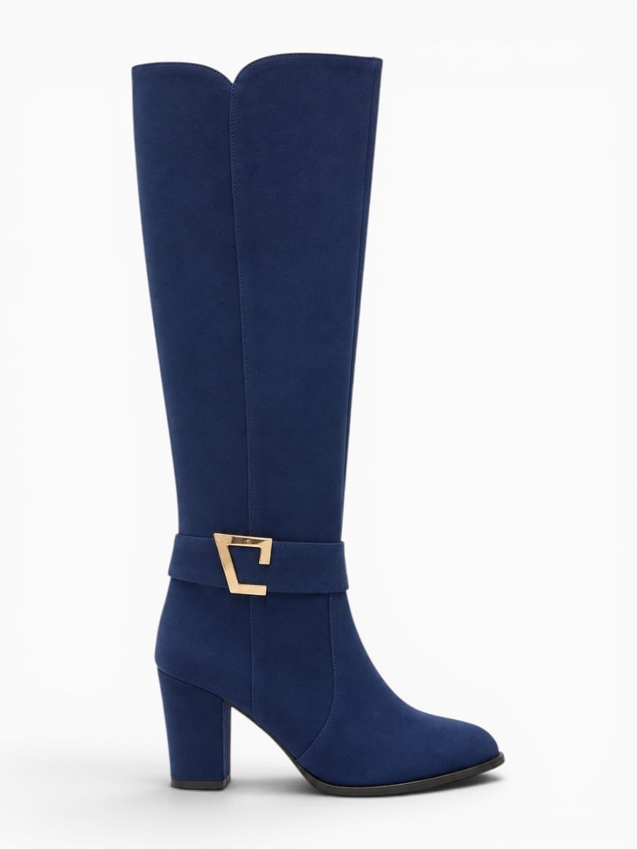 Amara Shoes Suede Knee-High Block Heel Boots