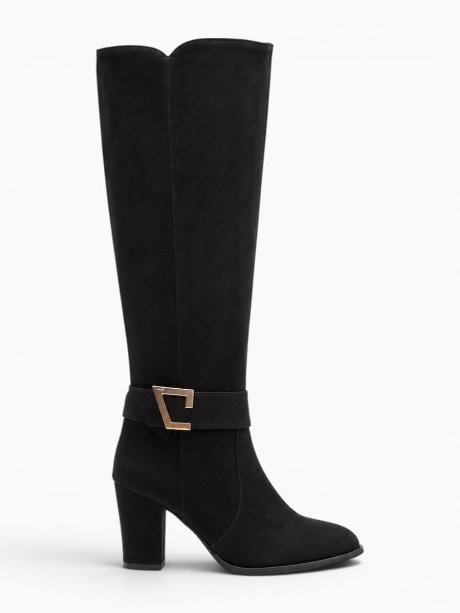 Amara Shoes Suede Knee-High Block Heel Boots