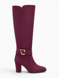 Amara Shoes Suede Knee-High Block Heel Boots