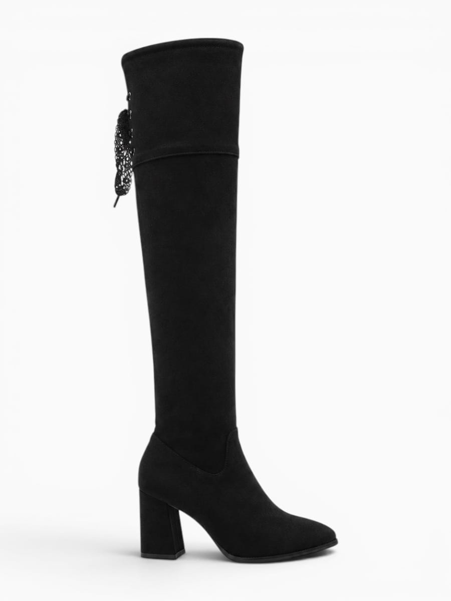 Amara Shoes Suede Over-The-Knee Heeled Boots