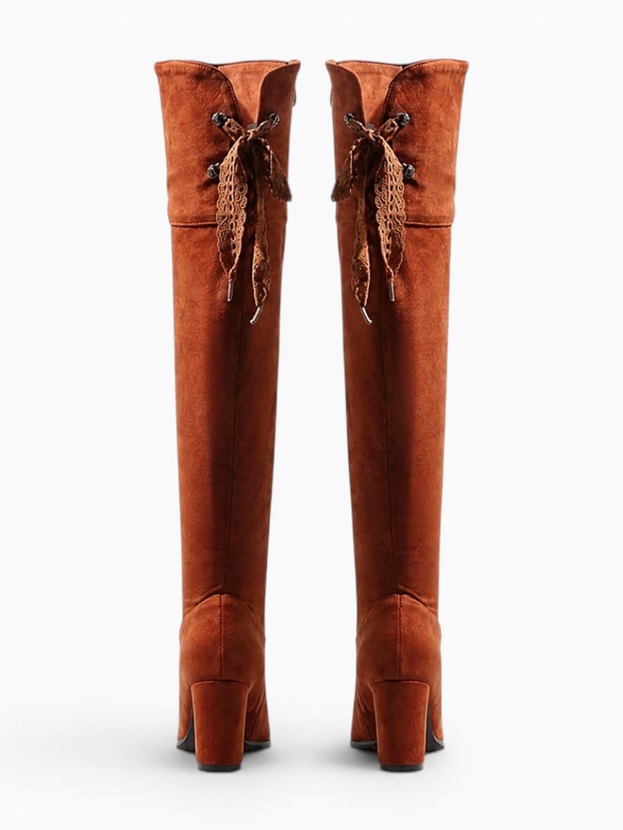 Amara Shoes Suede Over-The-Knee Heeled Boots