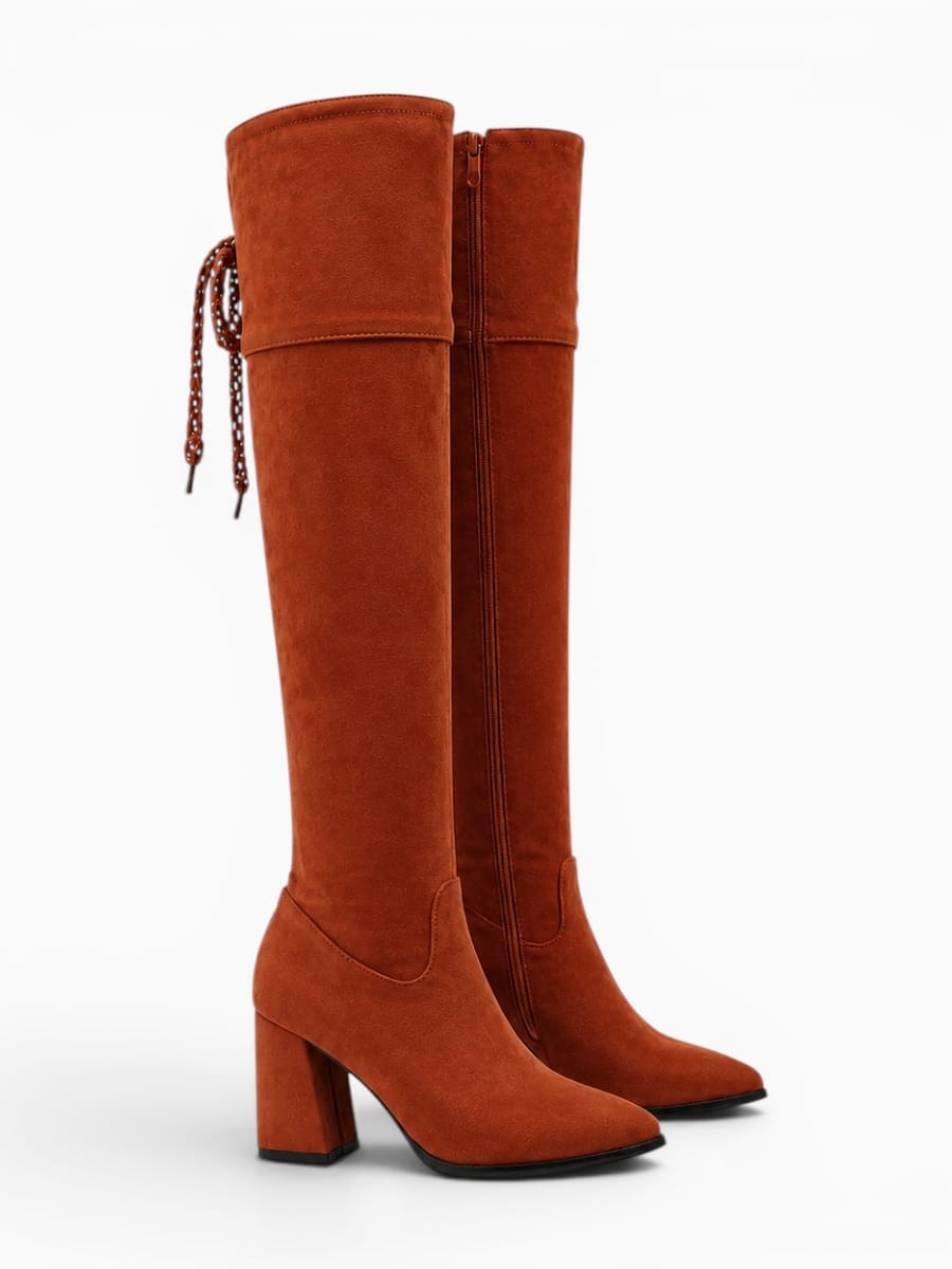 Amara Shoes Suede Over-The-Knee Heeled Boots
