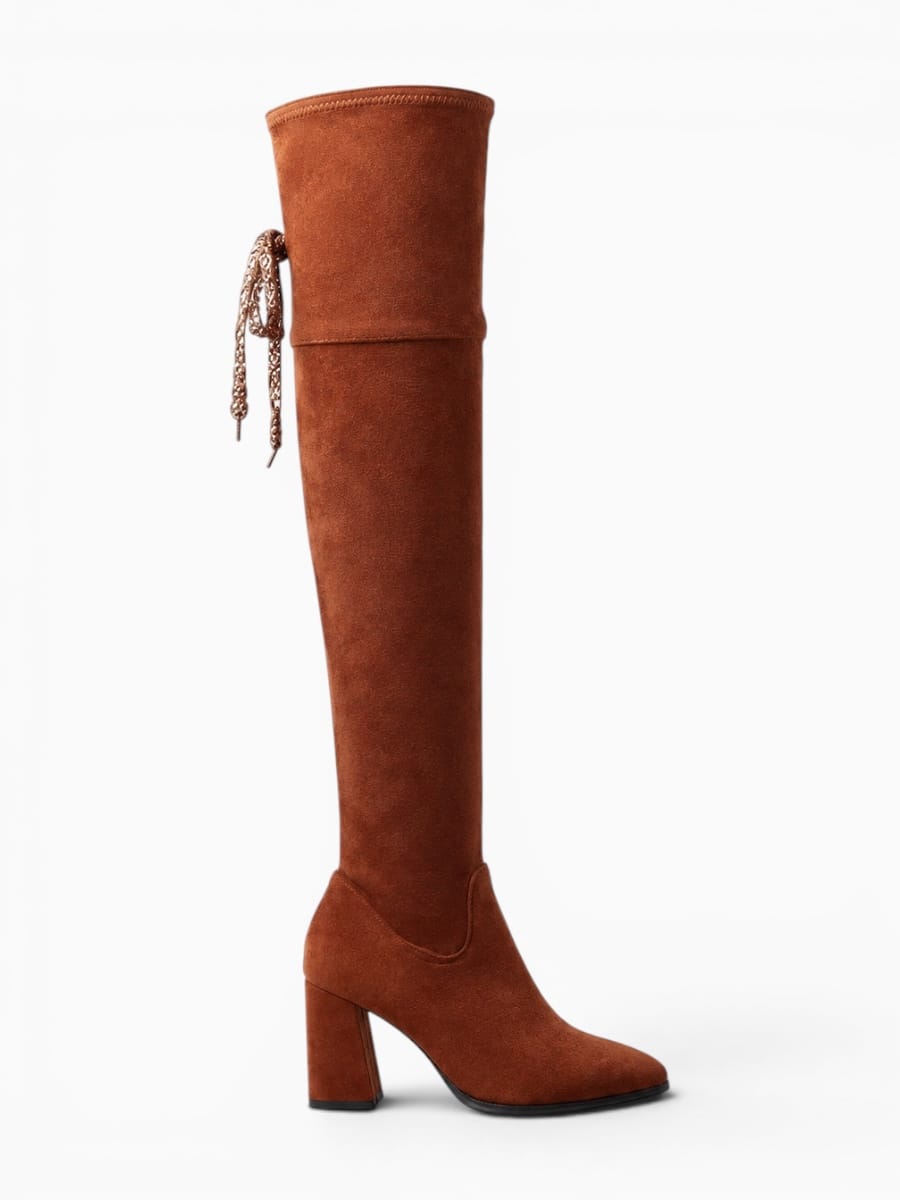 Amara Shoes Suede Over-The-Knee Heeled Boots