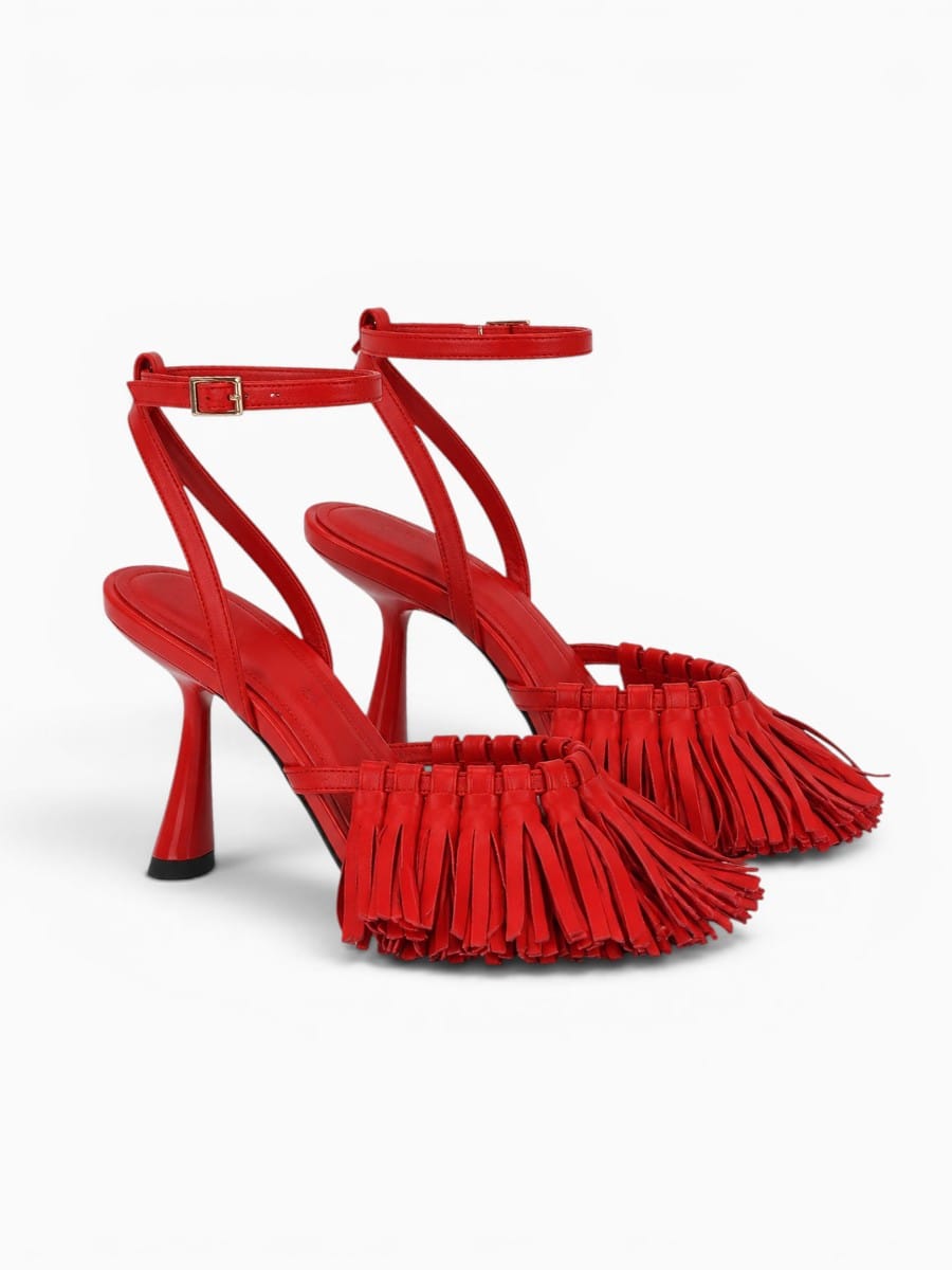 Amara Shoes Tassel High Heel Sandals Ankle Strap Stiletto
