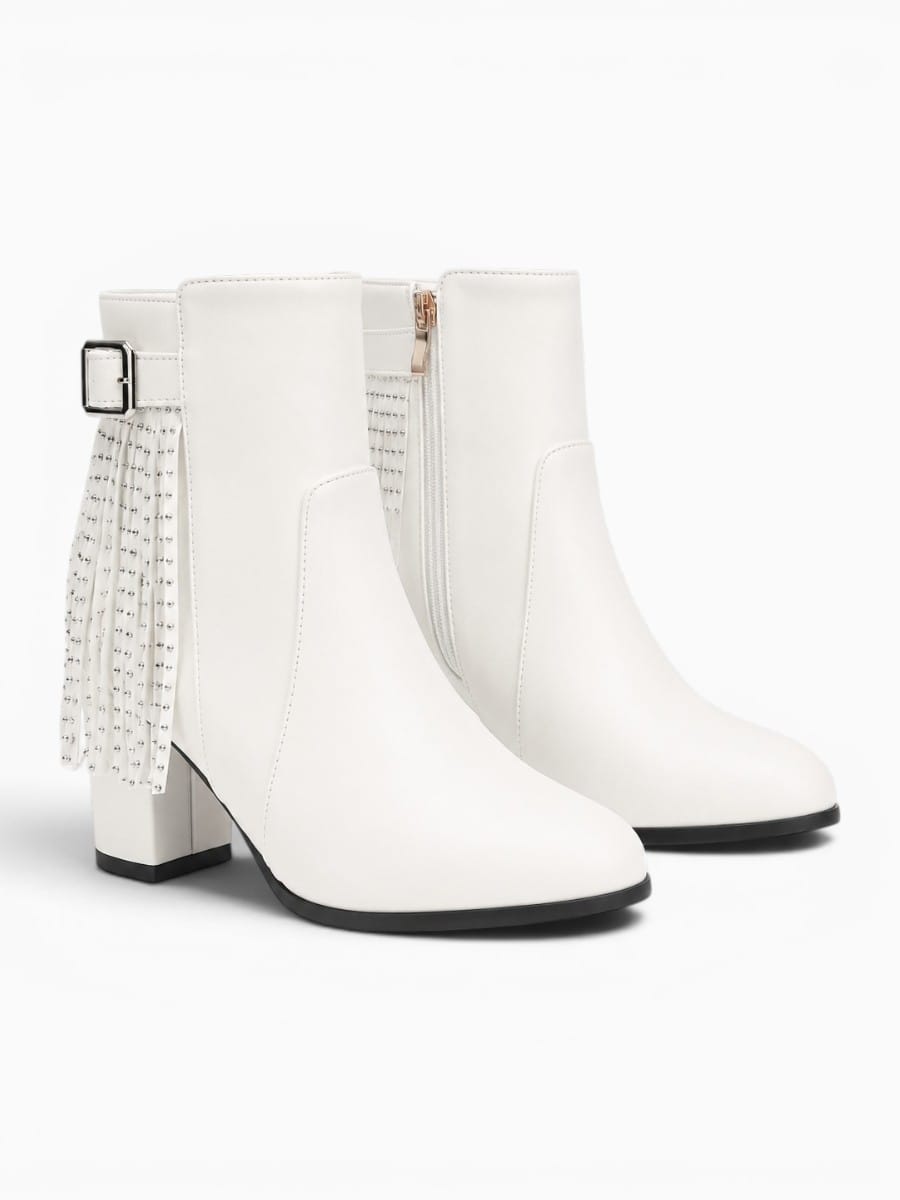 Amara Shoes Tassel Round Toe Platform Ankle Boots Inner Zipper