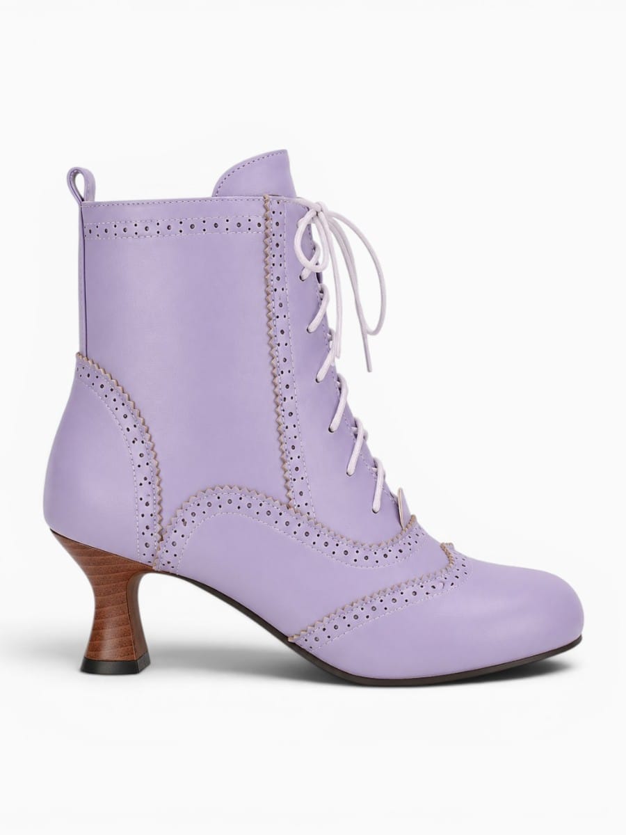 Amara Shoes Victorian Lace Up Heeled Boots