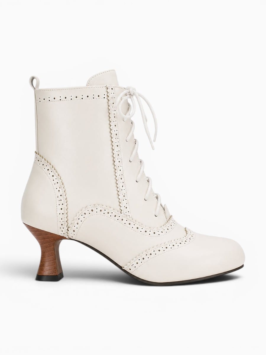 Amara Shoes Victorian Lace Up Heeled Boots