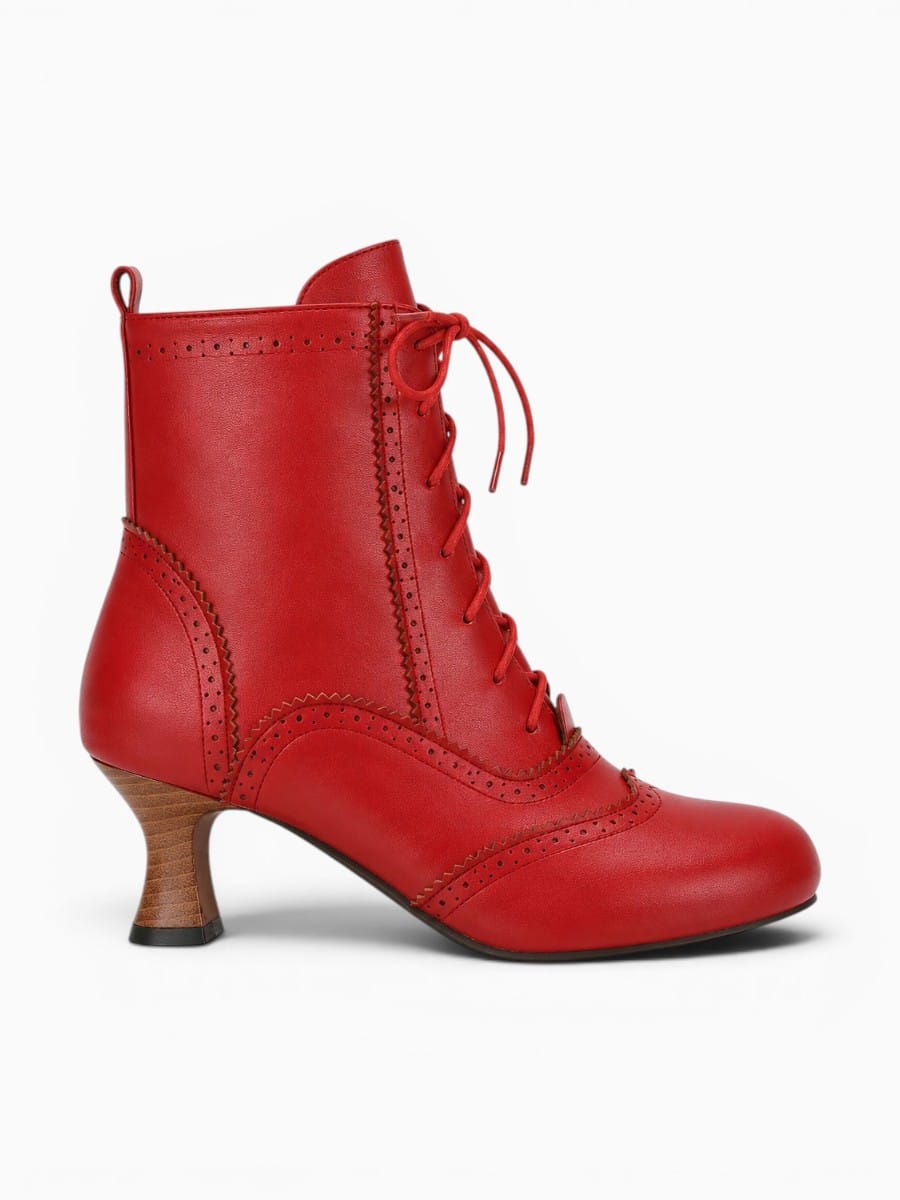 Amara Shoes Victorian Lace Up Heeled Boots