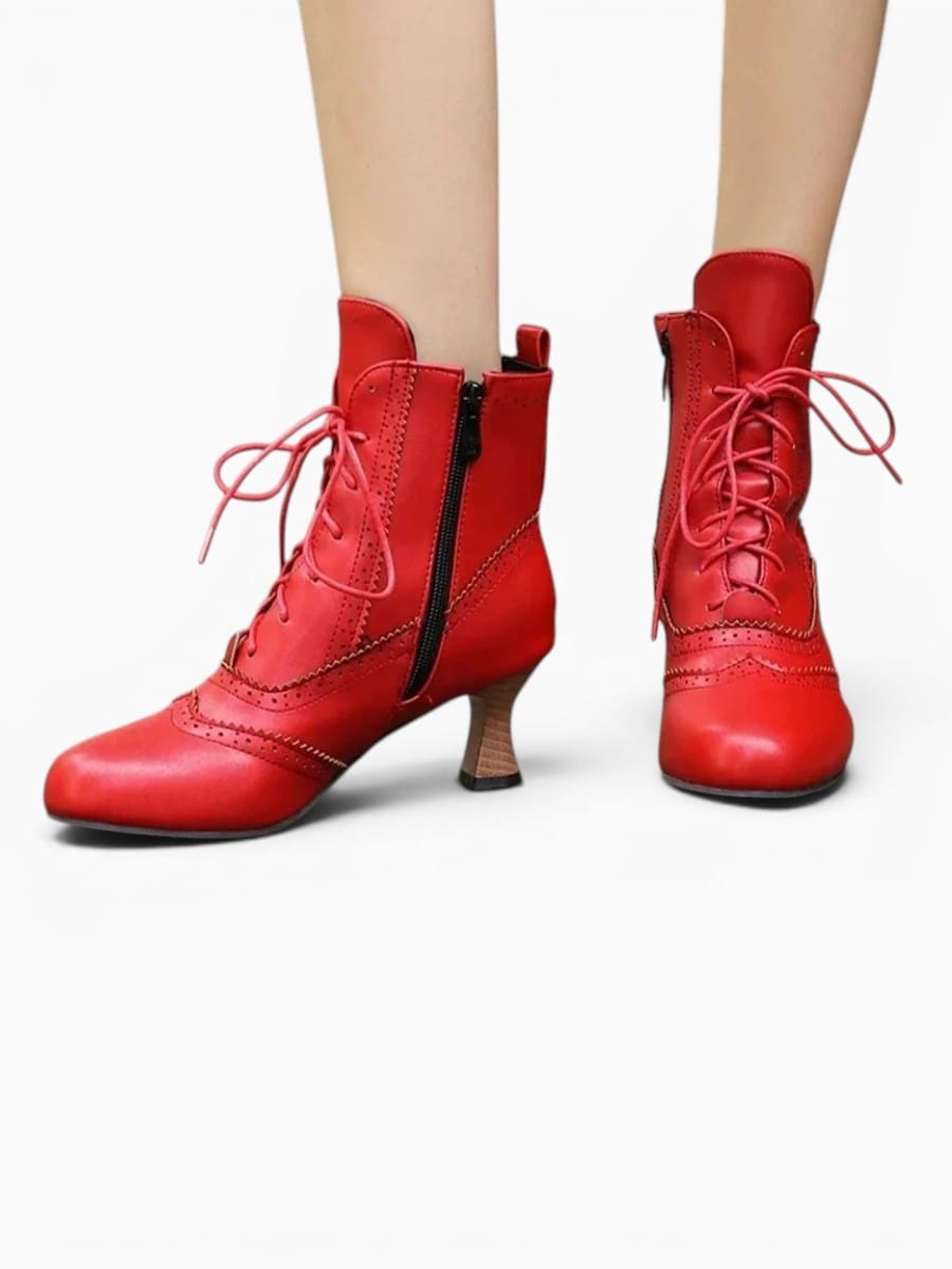 Amara Shoes Victorian Lace Up Heeled Boots