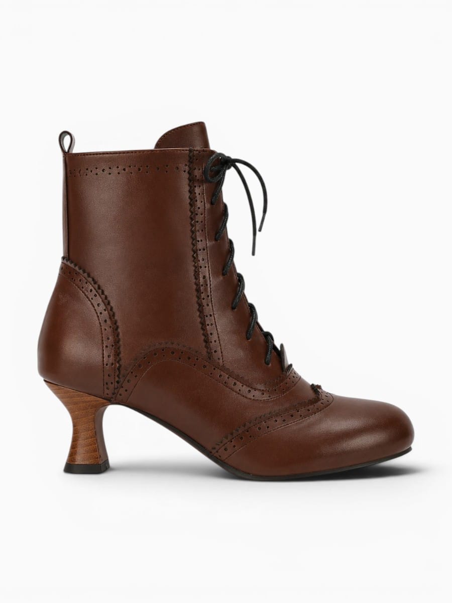 Amara Shoes Victorian Lace Up Heeled Boots