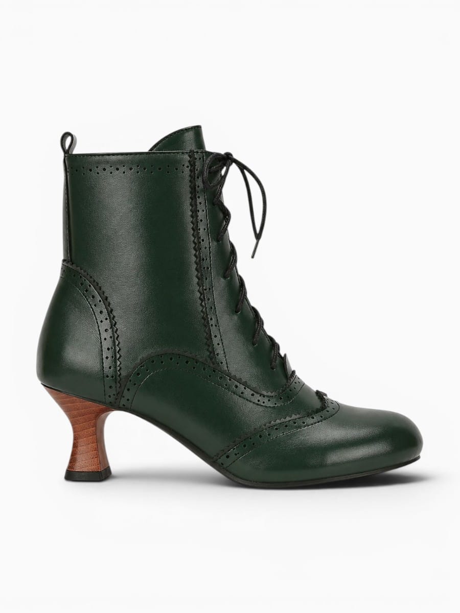 Amara Shoes Victorian Lace Up Heeled Boots