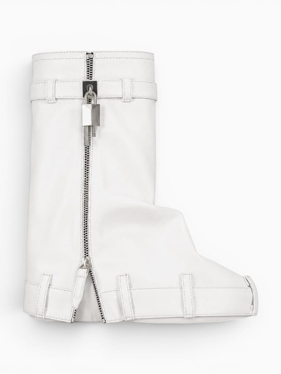Amara Shoes Wedge Heel Zipper Ankle Boots With Lock Detail