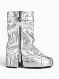 Amara Shoes Wedge Heel Zipper Ankle Boots With Lock Detail