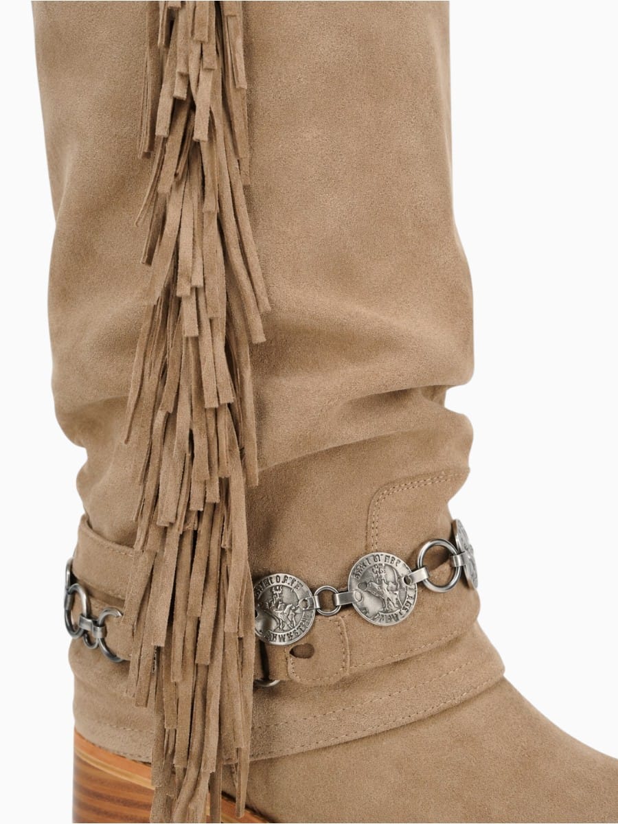 Amara Shoes Western Fringe Knee High Boots