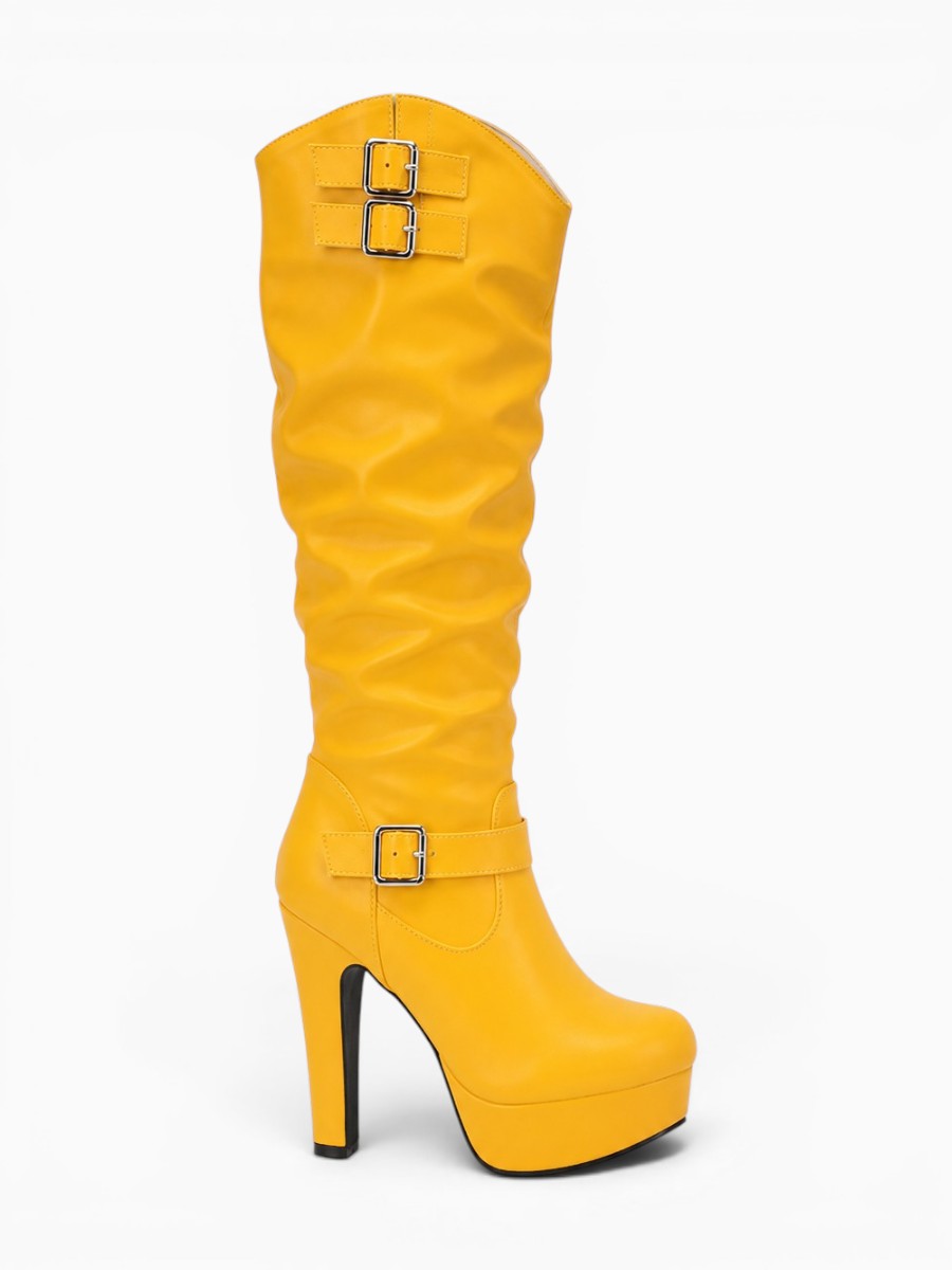 Amara Shoes Wide Calf Platform Knee High Heel Boots