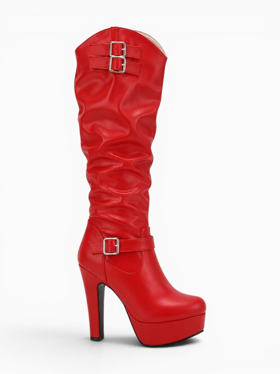 Amara Shoes Wide Calf Platform Knee High Heel Boots