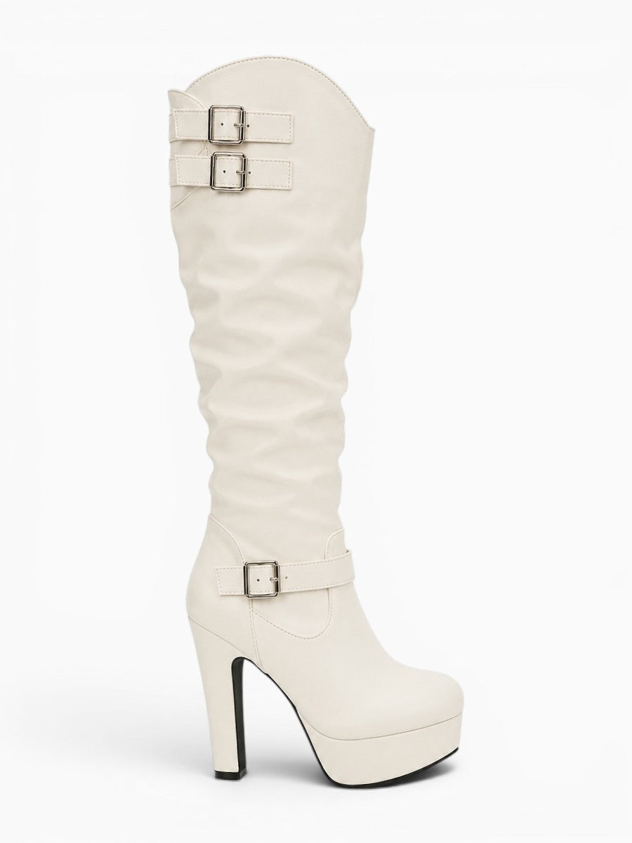 Amara Shoes Wide Calf Platform Knee High Heel Boots