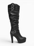 Amara Shoes Wide Calf Platform Knee High Heel Boots