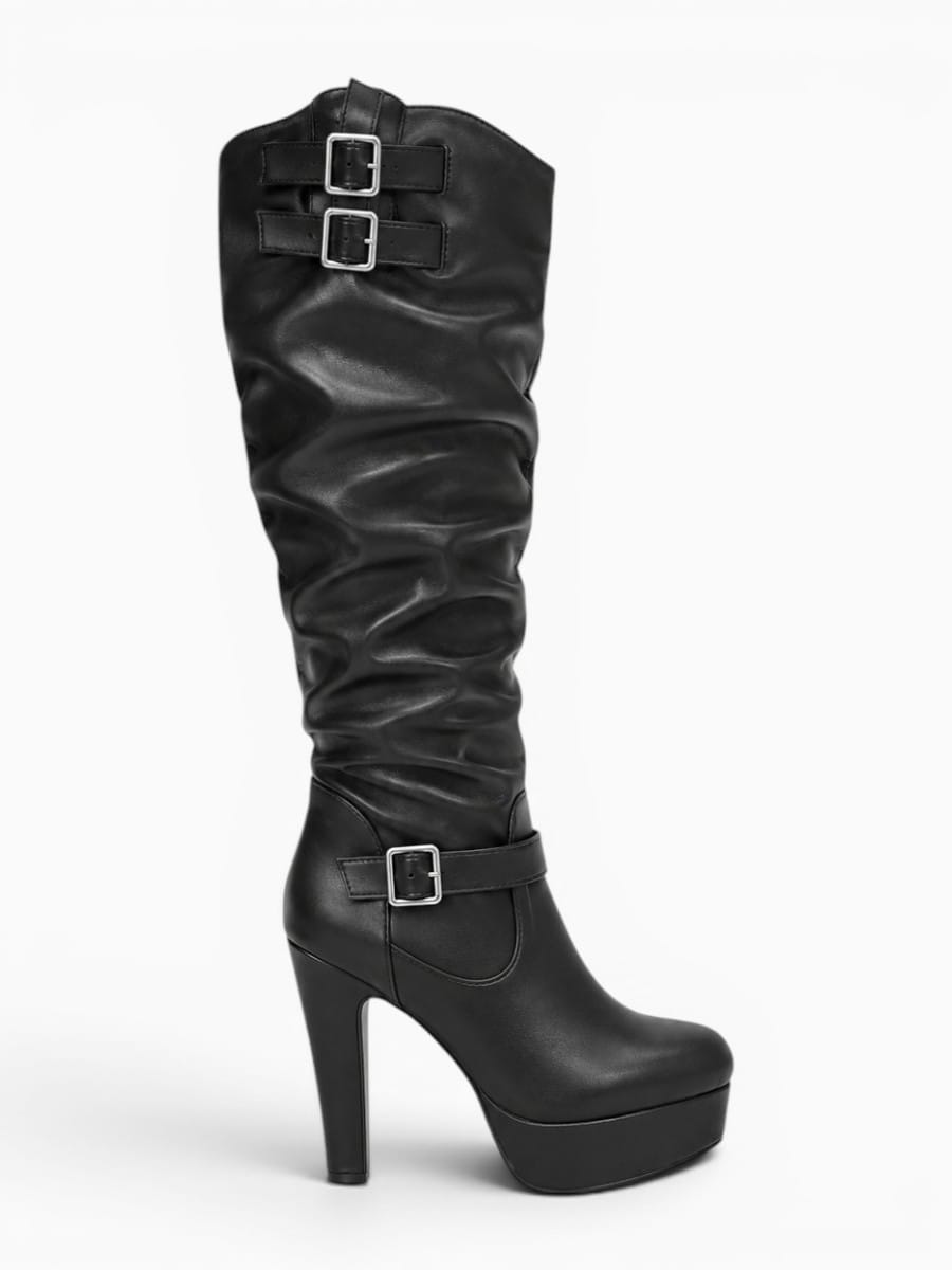 Amara Shoes Wide Calf Platform Knee High Heel Boots