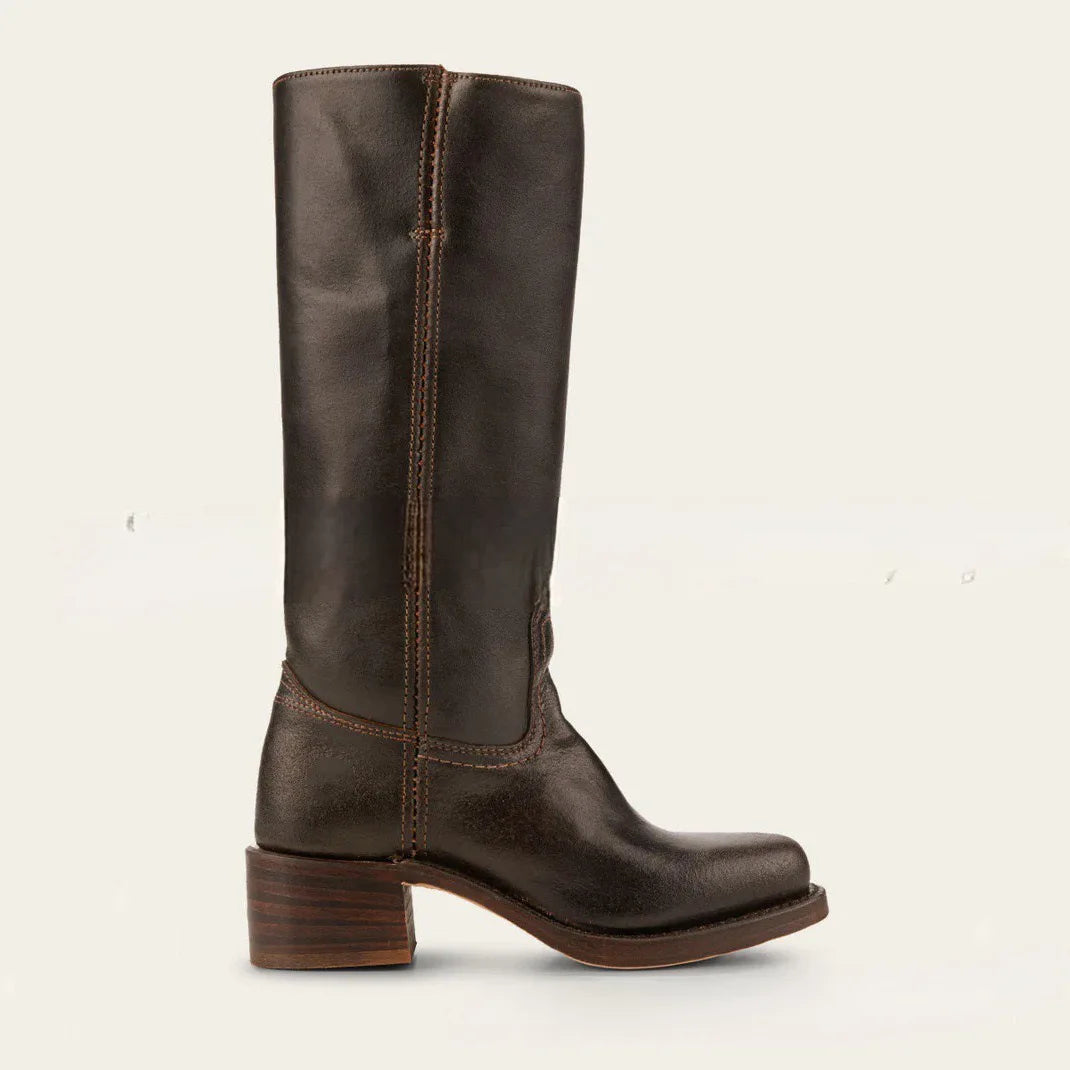 Amara Shoes Wide Calf Square Toe Knee High Cowboy Block Heel