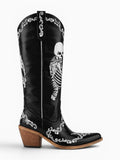 Amara Shoes Womens Skeleton Embroidery Western Cowboy Boots